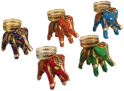 Handcrafted Recycled Material Elephant Tealight Candle Holder for Diya Home Decoration