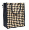 Houndstooth Printed Jute Bag with Zip - Natural Brown. Lunch Bag, Grocery Bag, Tote Bag, Hand Bag, Picnic Bag - Bag for Men, Bag for Women