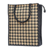 Houndstooth Printed Jute Bag with Zip - Natural Brown. Lunch Bag, Grocery Bag, Tote Bag, Hand Bag, Picnic Bag - Bag for Men, Bag for Women