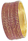 Non-Precious Metal with Base Metal and Zircon Gemstone Studded Premium and Traditional Glossy Finished Sleek Bangle - Pink