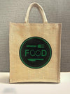 Eco Friendly Jute fabric Unique printed Bag ideal for Tiffin Grocery Fruits Vegetable with Hard Grip Handle