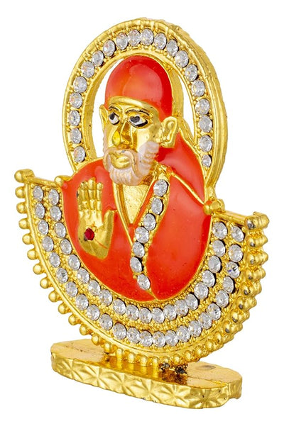 Metal God Sai Baba Face Brass Idol for Temple, Home, Offices, Car Dashboard or Decoration