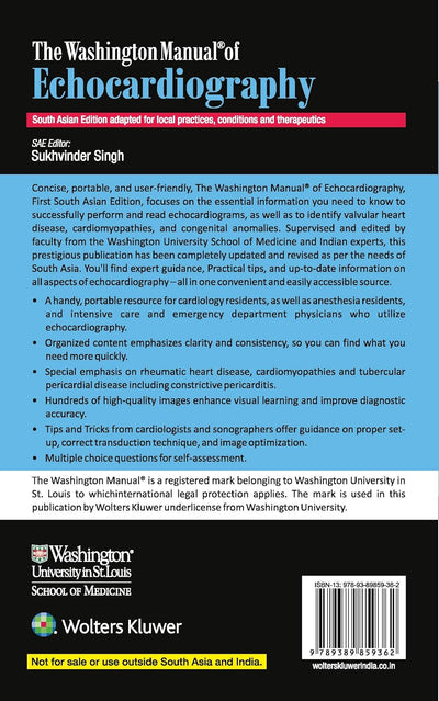 The Washington Manual of Echocardiography South Asian Edition by Sukvinder singh [Paperback]