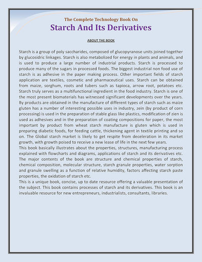 Starch and its Derivatives by H. Panda [Paperback]
