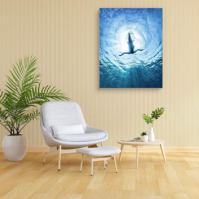 Canvas Print Woman Diving in a Sea | Unframed Premium Painting for Bedroom & Living Room | 12 x 15.2 inch (30 x 39 cms)