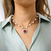 Pearl Ruby heart Neclace