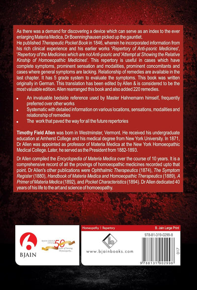 Boenninghausen's Therapeutics Pocket Book by ALLEN T.F. [Paperback]