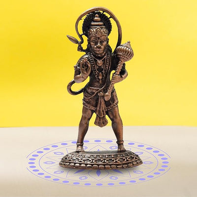 Hindu Gods : Hanuman Ji Handmade Copper Idol Patina Antique Finish - Pack of 1 Piece