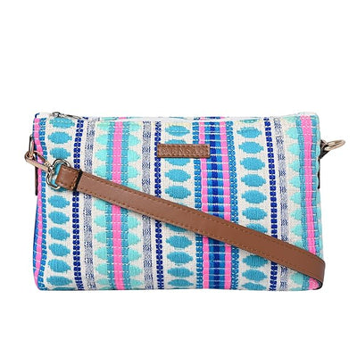 Women's Premium Cotton/Full Sling Shoulder Bag | Ladies Purse Handbag - LIGHT-BLUE
