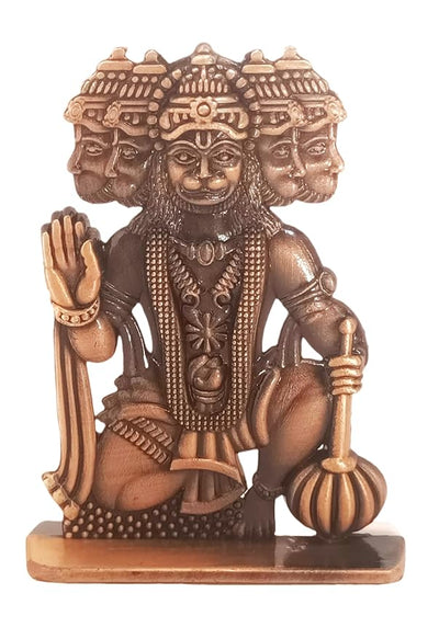 Hindu Gods : Metal Hanuman Idol Antique Panchamukhi Anjaneya Showpiece for Car Dashboard/Home Decor/Living Room/Pooja/Work Table/Gifts/Return Gifts/Festivals