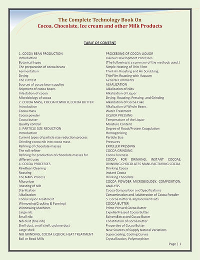 The Complete Technology Book of Cocoa, Chocolate, Ice cream and other Milk Products [Paperback]