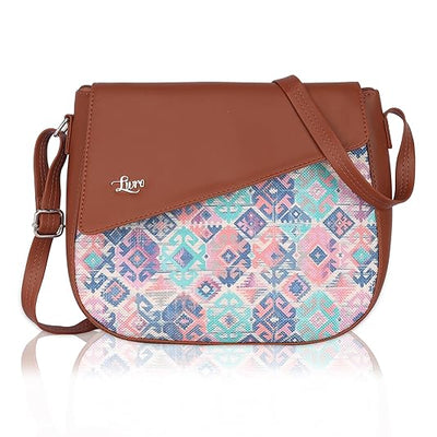 Structured Women's Jute Printed Hand Crafted Vegan Leather styles Flap Sling Bag