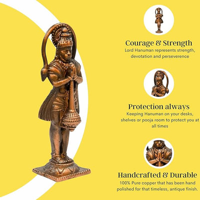 Hindu Gods : Hanuman Ji Copper Idols Patina Antique Finish - Pack of 1 Piece