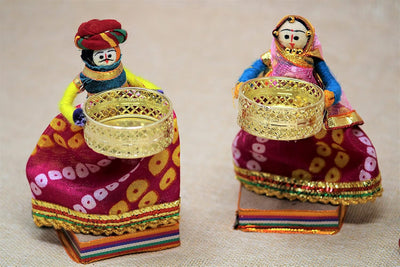 Handmade Recycled Material Rajasthani Dolls Puppet Tealight Candle Holder