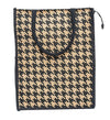 Houndstooth Printed Jute Bag with Zip - Natural Brown. Lunch Bag, Grocery Bag, Tote Bag, Hand Bag, Picnic Bag - Bag for Men, Bag for Women