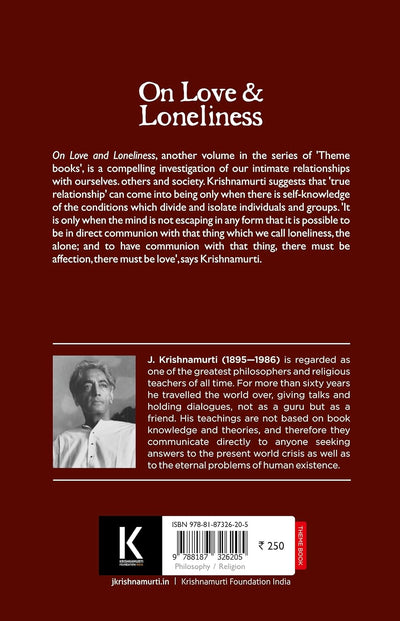 On Love and Loneliness by J. Krishnamurti [Paperback]
