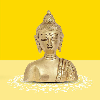 Lord Buddha Idol 100% Pure Brass | Buddha Bust for Desk, Car, and Home Dcor
