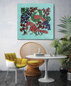 Canvas Print Digital  - Beautiful Peacock Gond Art - For Your Beautiful Space - Painting Suitable Size 12X12 inches ½ inch Additional Border Each Side.