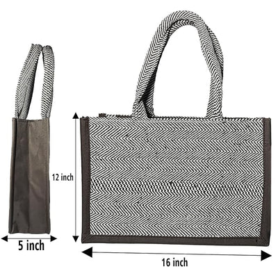 Fashmade Jute Carry Handbag For Men Women | Multi-Purpose Daily Use Tote Regular Eco-Friendly Shopping - Brown