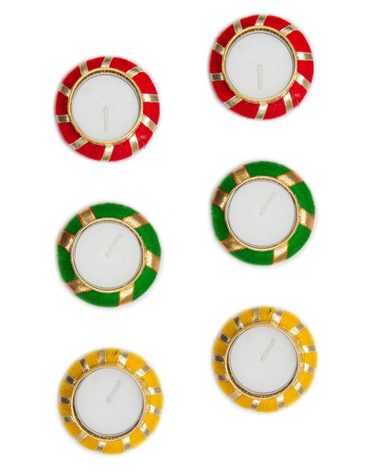 Metal Tea Traditional Designer Candle Holder and Diya , Multicolour, Set of 12