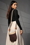Women's Premium Cotton/Full Sling Shoulder Bag - Brown-Beige