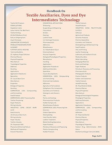 TEXTILE AUXILIARIES, DYES AND DYE INTERMEDIATES TECHNOLOGY [Paperback]
