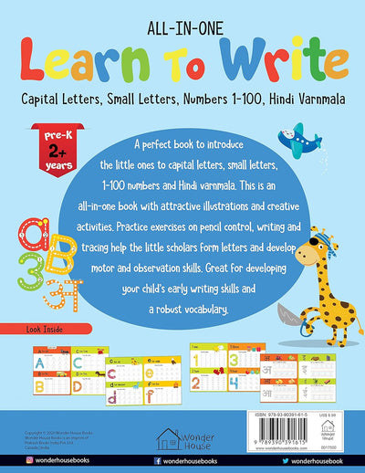 All in one - Learn to write: Capital letters, Small letters, Numbers 1-100, Hindi Varnmala (Paperback)