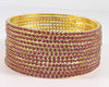 Non-Precious Metal with Base Metal and Zircon Gemstone Studded Premium and Traditional Glossy Finished Sleek Bangle - Pink