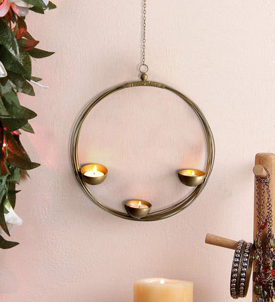 Pack of 2 Wall Hanging Tealight Candle Holders Metal Wall Sconce