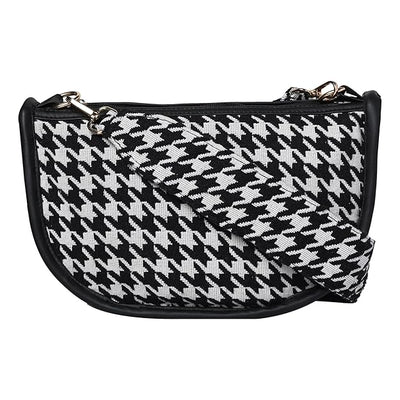 Women's Premium Cotton/Full Sling Shoulder Bag | Ladies Purse Handbag - White-Black