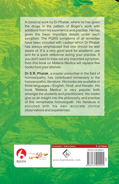 Materia Medica of Homoeopathic Medicines by S.R. Phatak [Paperback]