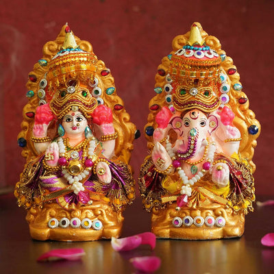 Lord Laxmi Ganesh Pair Murti Idol Statue Showpiece for Home Decor Mandir Temple Pooja Room Table Office Gifts