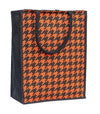 Houndstooth Printed Jute Bag With zip - Orange. Lunch Bag, Grocery Bag, Tote Bag, Hand Bag, Picnic Bag - Bag for Men, Bag for Women