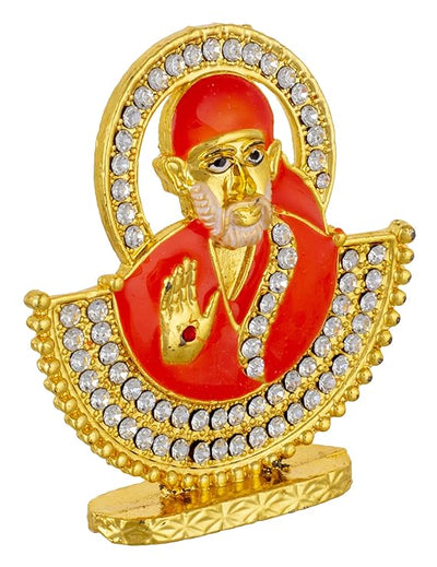Metal God Sai Baba Face Brass Idol for Temple, Home, Offices, Car Dashboard or Decoration