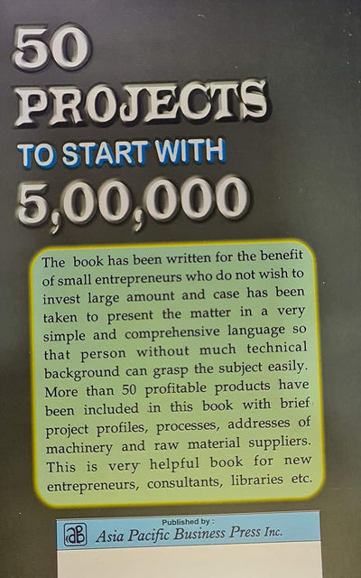 50 Projects to Start With 5,00,000 [Paperback]