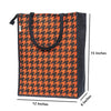 Houndstooth Printed Jute Bag With zip - Orange. Lunch Bag, Grocery Bag, Tote Bag, Hand Bag, Picnic Bag - Bag for Men, Bag for Women