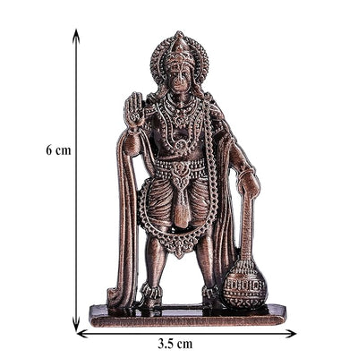 Hindu Gods : Hanuman Ji Idol Statue for Car & Home Temple - Exquisite Statue of Bajrang Bali with Gada (Brass)