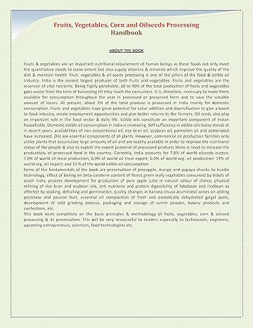 Fruits, Vegetables, Corn and Oilseeds Processing Handbook by H. Panda [Paperback]