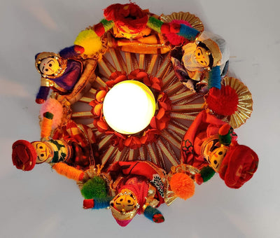 Handmade Recycled Material Rajasthani Dolls Puppet Tealight Candle Holder