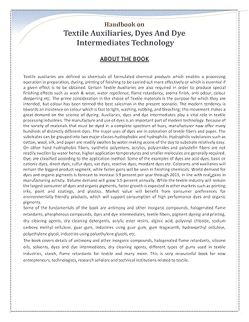 TEXTILE AUXILIARIES, DYES AND DYE INTERMEDIATES TECHNOLOGY [Paperback]
