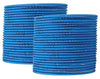 Metal with Cutting Design and Glitter Bangles Set For Women and Girls - Sky Blue
