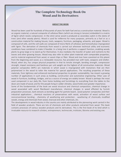 The Complete Technology Book on Wood and Its Derivatives [Paperback]