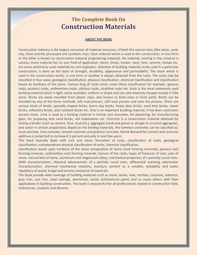The Complete Book on Construction Materials by NPCS BOARD OF CONSULTANTS & ENGINEERS [Paperback]