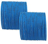 Metal with Cutting Design and Glitter Bangles Set For Women and Girls - Sky Blue