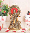 Gold Plated Maa Saraswati Metal Statue,Hindu Goddess Saraswati ji Murti for Pooja,Meditation,Office,Home,Study Table Decorative
