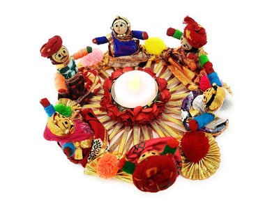 Handmade Recycled Material Rajasthani Dolls Puppet Tealight Candle Holder
