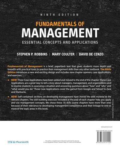 Fundamentals of Management 9th edition by Stephen P. Robins, Mary Coulter & David De Cenzo [Paperback]