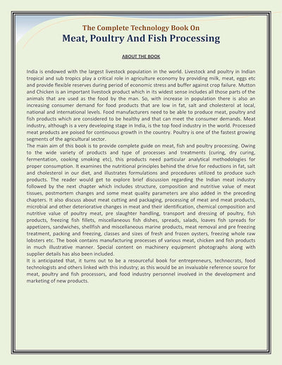 The Complete Technology Book on Meat, Poultry and Fish Processing by NPCS Board of Consultants & Engineers [Paperback]