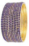 Non-Precious Metal with Base Metal and Zircon Gemstone Studded Premium and Traditional Glossy Finished Sleek Bangle - Blue