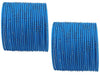 Metal with Cutting Design and Glitter Bangles Set For Women and Girls - Sky Blue
